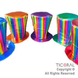 SOMBRERO GALERON HOLOGRAFICO ARCO IRIS COLORES SURTIDOS x 1